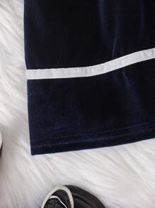 SHEIN Baby Mädchen Luxus Samt Kragen Prinzessin Geburtstags Party Kleid Herbst/Winter - Königsblau - Übersicht 4