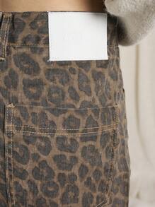 AiiRZ 豹纹阔腿牛仔裤高腰动物印花牛仔裤复古 Y2K 时尚个性下装秋冬派对俱乐部街头服饰