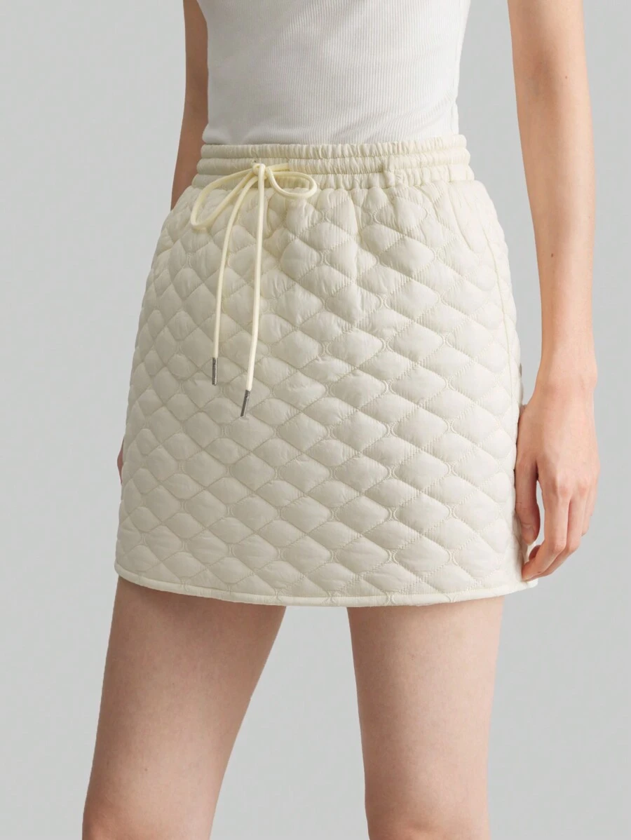 Women's 2025 New Geometric Print A-Line Pleated Skirt, Urban Chic Casual Comfortable Versatile Spring/Summer - Apricot - View 1
