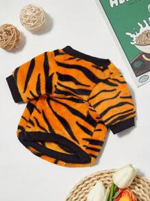 PETSIN 1 件男女通用宠物猫/狗保暖抓绒虎纹图案圆领衫 - 彩色 - 查看 2