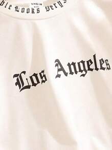 SHEIN Baby Boys' Casual Sports Comfortable Daily Wear Letter Printed Top