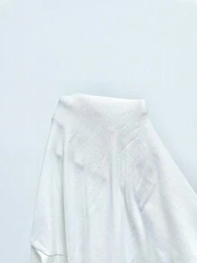 SHEIN Áo ba lỗ màu trơn xếp ly đơn giản cho con bú mùa hè thường ngày dành cho bà bầu - trắng - Xem 6