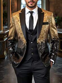 Manfinity AFTRDRK Men's Khaki Woven Fabric With Regular Fit Long Sleeve Lapel Blazer,Gift For Boyfriend/Husband.