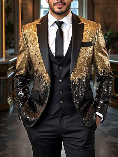 Manfinity AFTRDRK Men's Khaki Woven Fabric With Regular Fit Long Sleeve Lapel Blazer,Gift For Boyfriend/Husband.