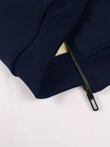 Manfinity Homme Men's Letter Pattern Thermal Lined Hooded Jacket, For Autumn/Winter, Men Fleece Hoodie, Men Zip Up Hoodie, Men Sherpa Lined Hoodie