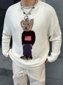 Manfinity VCAY Men's Knit Oversized Casual Loose Fit Long Sleeve Sweater