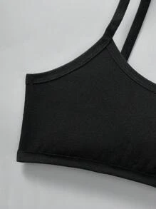 SHEIN 10pcs/Set Tween Girls Minimalist Comfortable Soft Skin-Friendly Children Students Growing Camisole Bras - Black and White - View 6