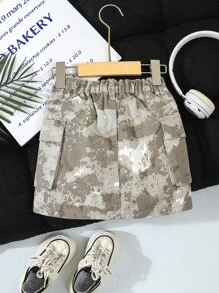 SHEIN 年轻女孩时尚迷彩牛仔拼布半身裙 - 彩色 - 查看 2