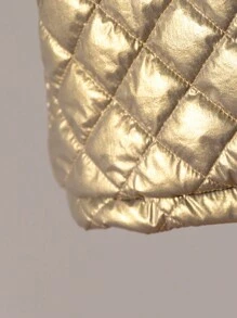 1pc Baby Girl Plaid Textured Long Sleeve Padded Coat, Winter - Green - View 6