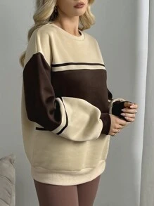 INAWLY Sudadera de manga larga para mujer en color caqui y café oscuro, con estilo deportivo y casual para la vuelta a clases