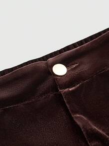 ROMWE Plus Size Women Hippie Style Floral Embroidered Flare Pants - Brown - View 3