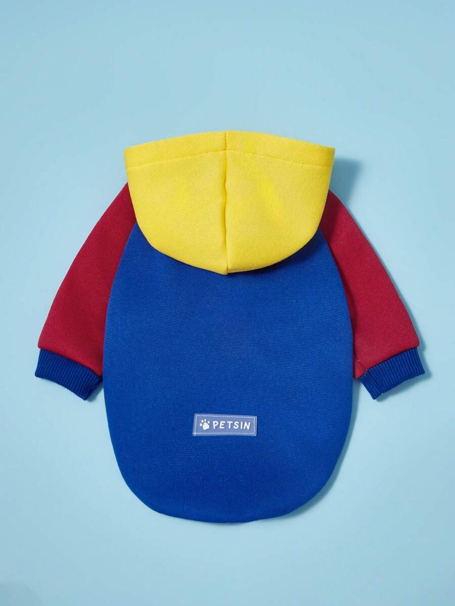 1 件 PETSIN 宠物狗拼色插肩袖休闲连帽衫