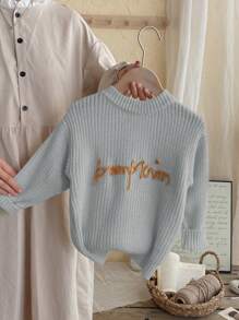 小女孩杏色刺绣套头衫，展现儿童的天真可爱个性，温暖时尚，宽松廓形，可内搭或外穿，适合学校、家庭聚会或户外活动等各种场合，也适合万圣节 - 灰色 - 查看 3