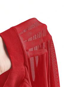 The Perfect Party Designer Red See-Through Turtleneck Party Bodysuit, For Holiday, Rave Outfits Festival - Red - View 5