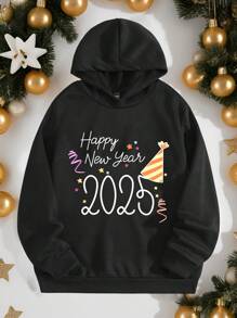 Manfinity Homme Men's 2025 New Year Sweatshirt, Suitable For Family Party - Black - View 2