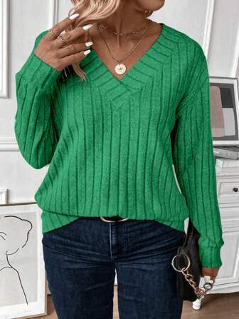 INAWLY Plus Size V-Neck Brushed Fleece Fashion Casual Pullover Sweatshirt Graduation,Back To School Outfits,Graduation,Teacher Outfits For Women,Back To SchoolFall Outfit