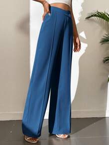 SHEIN Tall Pantalones ordinarios para uso diario casual y simple para mujeres - Neblina azul - Ver 6