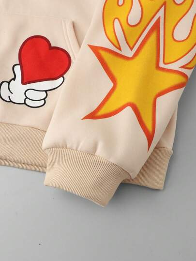 Street Life Sweatshirt décontracté à capuche zippé avec imprimé lettre et flamme, pour hommes, automne/hiver