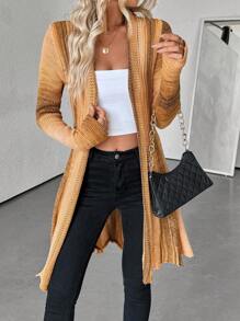 SHEIN LUNE Cárdigan de punto de manga larga, de unicolor, informal y versátil para mujer