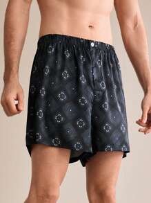 Manfinity Men's Summer Casual All-Over-Print Loose Lounge Shorts