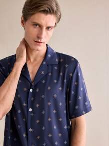 EverLounge Men's All Over Print Short Sleeve Pajama Set, Home Clothes - Multicolor - View 2