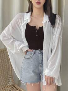 DAZY Áo thun trơn màu thường ngày cho nữ, Áo ba lỗ mùa hè - màu nâu - Xem 4