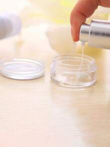 25pcs Mini Clear Cream Jars With Black Lids,Small Makeup Sample Containers,3g-20g Empty Plastic Cosmetic Makeup Jar,Transparent Sample Bottles Eyeshadow Cream Lip Balm Container, Travel Essentials,Sample Cosmetics Jar, Emtpy Mini Bottles - Black - View 7