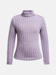 SHEIN adolecent Girl Pull col roulé en tricot doux et polyvalent de couleur unie, achetez-en 1 et obtenez-en 2, Top à manches longues