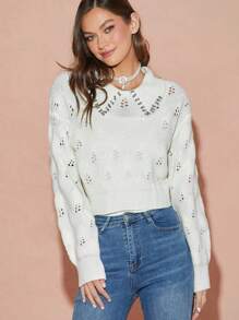 Enchnt 简约纯色串珠设计套头衫，休闲时尚，适合日常穿着