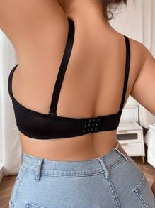 1 Piece Lace Plus Size Underwire Lingerie Bra - Black - View 2