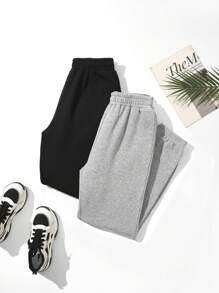 Chiquease Women's Solid Color Elastic Waist Loose Casual Sweatpants - Multicolor - View 1