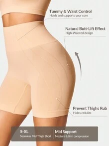 Shapelle Forme Shaping High-Waisted Mid Thigh Shapewear Short Body Shaper Butt Lifter-Tummy Waist Thigh Control