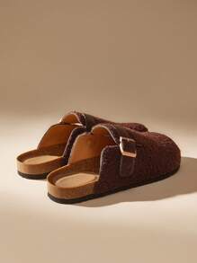 Solecia Women's Solid Color Backless Casual Versatile Flat Slip-On Shoes New Year Holiday - Brown - View 3