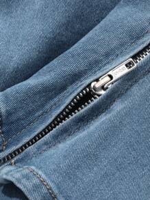 DAZY 女士无袖牛仔系带短款吊带背心 - 中等水洗藍 - 查看 9