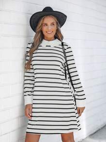 Wildy Women Casual Striped Long Sleeve Dress, Suitable For Autumn Winter Dresses For Women