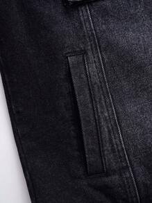 Manfinity Homme 大码男士秋季长袖单排扣实用口袋休闲牛仔夹克