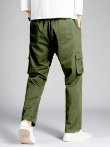 Manfinity Homme Loose Fit Men's Flap Pocket Side Cargo Pants - Army Green - View 2