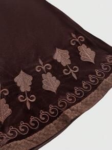 ROMWE Plus Size Women Hippie Style Floral Embroidered Flare Pants - Brown - View 4