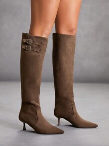 CUCCOO SZL 1 Pair Black Pointy Toe Thigh High Boots For Women, Suitable For Autumn/Winter New Year Holiday Valentines