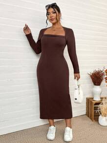 Calvaya Vestido largo de mujer talla grande de terciopelo cálido y elegante con escote en V, sexy, para Navidad