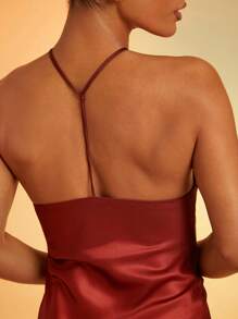 Hauture Ombre Satin Strappy Halter Backless Dress