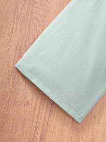 SHEIN Tween 女童 2 件纯色结饰吊带背心和长裤优雅套装 - 綠色 - 查看 6