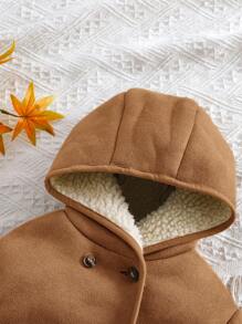 SHEIN Chaqueta con capucha de forro polar suave y adorable para bebé niña, cálida para otoño/invierno