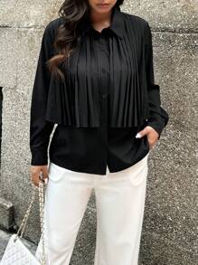 Calvaya Women Plus Size Simple Solid Color Casual Everyday Blouse Women Shirt