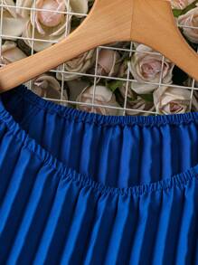 DreamSkyne Plus Size Women's A-Line Pleated Lantern Sleeve Dress Fall Cloth For Women - Royal Blue - View 3