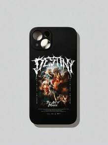 ROMWE Grunge Punk 1pc Medieval Art Mural Black IPhone Case Compatible With Iphone 11 12 13 14 15 Pro Max - Multicolor - View 1