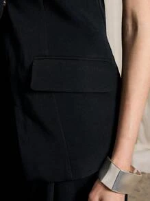 AiiRZ High Neck Sleeveless Blazer And Wide Leg Trouser Suit - Black - View 5