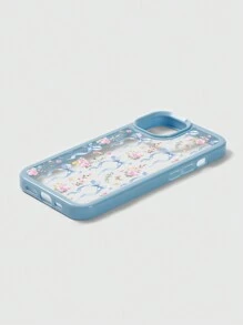 ROMWE Kawaii 1pc Elegant Blue Bow & Floral Pattern White IPhone Case - Multicolor - View 4