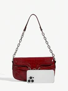 SHEIN ICON Gepersonaliseerde schoudertas, hobotas, met een Y2K-kettingdecoratie en een afbeelding van een Hot Babe voor dames