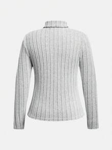 SHEIN adolecent Girl Pull col roulé en tricot doux et polyvalent de couleur unie, achetez-en 1 et obtenez-en 2, Top à manches longues